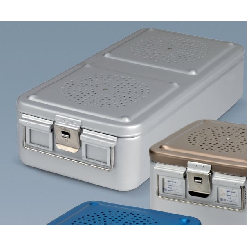 Alumīnija konteineris, pelēks vāks, ar 2 filtriem 30x27x26