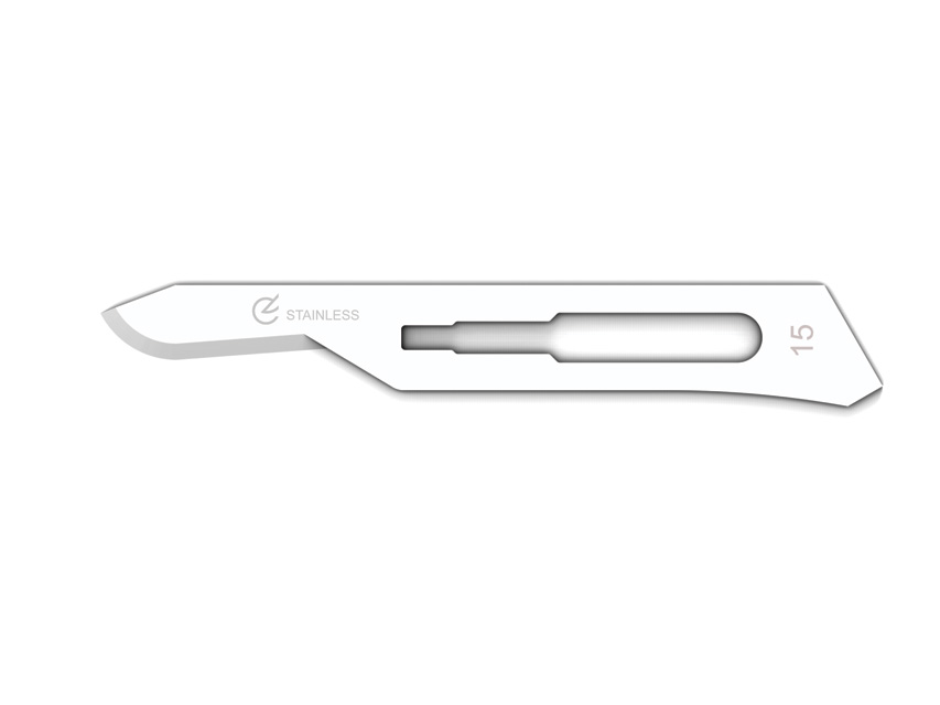 Nerūsējošā tērauda skalpeļa asmeņi, vienreizlietojami, Nr.15, N100