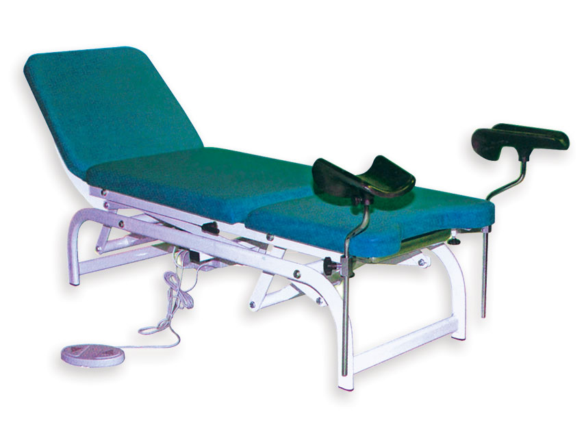 Ginekoloģiskā 3-sekciju krēsls-kušete, elektriski regulējama. Zila