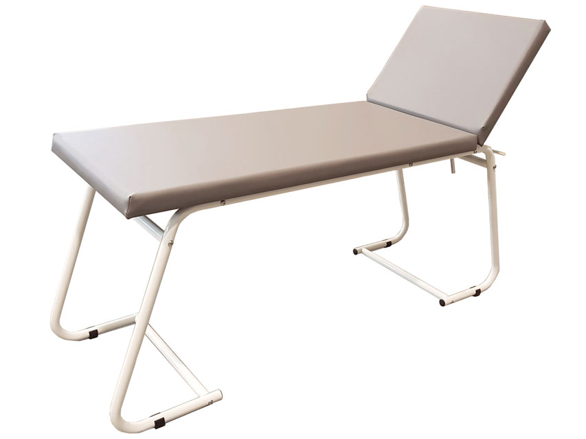 Izmeklēšanas kušete, hromēta, pelēks matracis