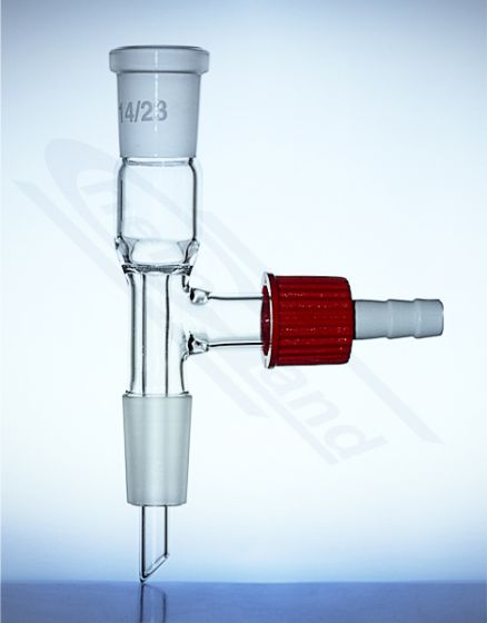 uztvērēja adapteris taisns ar vakuuma pieslēgumu 2x14/23 ar skrūvju vītni PP GLASSCO