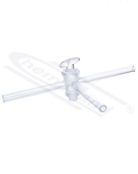 Stopkrāns stikla trīsceļu T tipa, urbuma izmērs 8 mm