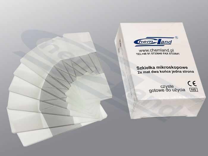 mikroskopa priekšmetstikliņi, gatavi lietošanai 76x25x1, 2x matēti, no vienas puses divi gali