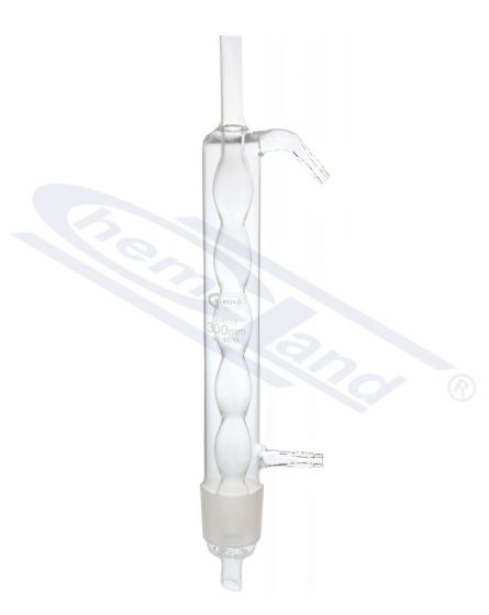 kondensators ar iekšējām spuldzēm Soksleta aparātam 1000 ml ar stikla savienotāju NS 71/55, efektīvais garums 400 mm
