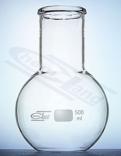 Kolba ar plakanu dibenu un platu kaklu 00050ml CHEMLAND