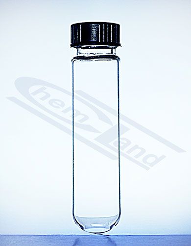 mēģene ar apaļu dibenu, skrūvējamu vāciņu un blīvējumu20*150