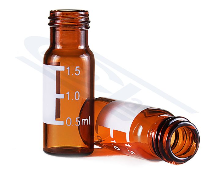 flakons 1,5ml ND9 dzintara krāsā, ar aprakstu, 11.6 x 32mm, iepakojums 100gab CHEMLAND