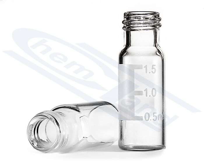 flakons 1,5ml ND9 caurspīdīgs, ar aprakstu, 11.6 x 32mm, iepakojums 100 gab CHEMLAND