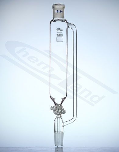 Spiediena izlīdzināšanas piltuve ar aizbīdni stikls250ml NS19/26