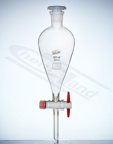 Atdalīšanas piltuve ar ligzdu Squib 19/26 ar teflona aizbīdni 0100ml