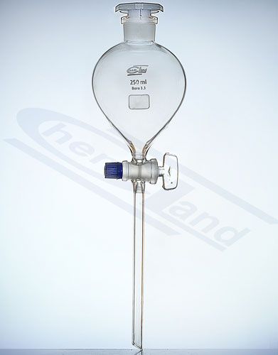 Atdalīšanas piltuve bumbiera formas ar aizbāzni PP, ligzda 29/32 aizbāzni stikla 2000ml