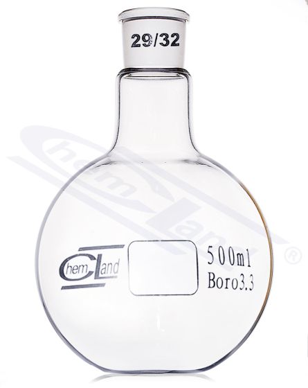 pudele ar plakanu dibenu 00250ml ligzda 29/32 CHEMLAND