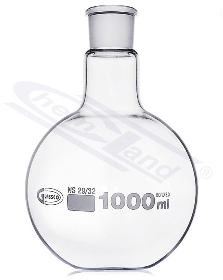 pudele ar plakanu dibenu ISO 00250ml NS 29/32 GLASSCO