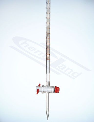 Birete ar taisnu aizbāzni PTFE brūna graduācija cl.B 100ml