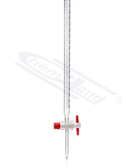 birete ar taisnu aizbāzni PTFE zila gradācija cl. B 050ml CHEMLAND NEW LINE