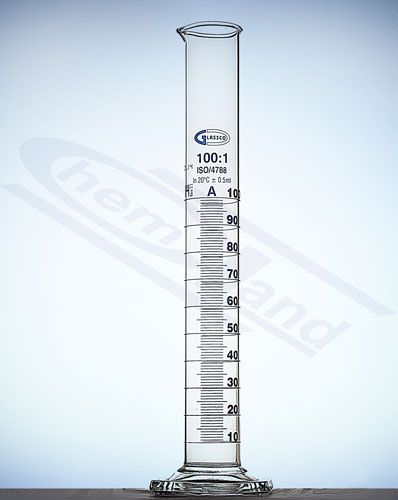 cilindrs A klases zilā gradācija partijas sertifikāts 0050ml stikla pamatne GLASS