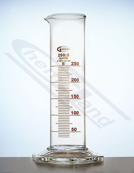 cilindrs LOW FORM 0010ml B klases, sešstūra stikla pamatne, brūna gradācija