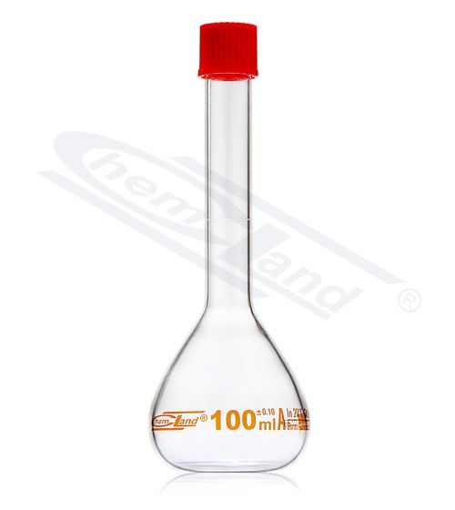 mērkolba ar partijas sertifikātu, brūnā skala cl.A 0020ml ar skrūvējamu vāciņu GL14 CHEMLAND NEW LINE