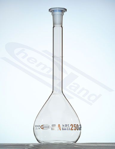 mērkolba ar partijas sertifikātu, brūnā skala A klases 0025ml 12/21