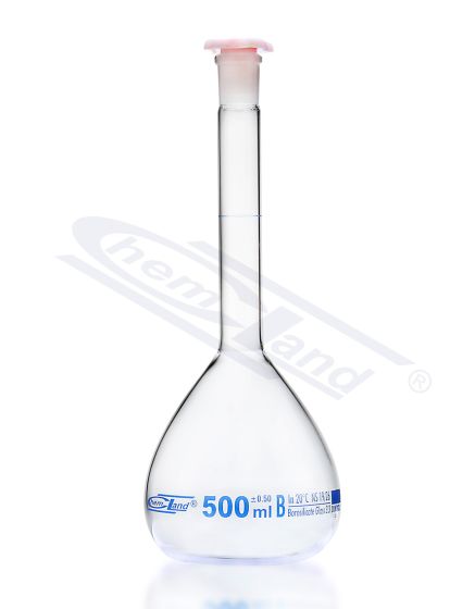 mērkolba cl.B 1000ml 24/29 CHEMLAND - zilā krāsā, graduācija NEW LiINE