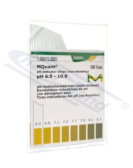 pH indikatora sloksnes pH 6,5-10, bez krāsojuma Merck op=100 sloksnes