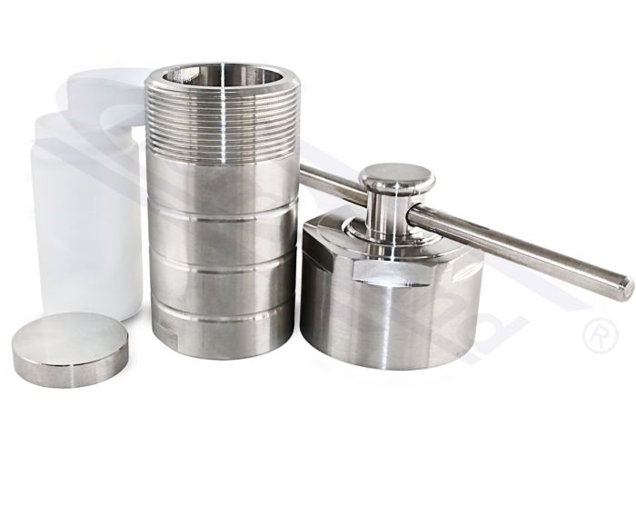 Hidrotermiskās kausēšanas reaktors 0050 ml, nerūsējošais tērauds SS304 ar PTFE oderējumu līdz 230oC, darba spiediens ≤3 Mpa